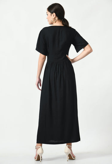 Smocked Maxi Button Down Dress - RueCollections